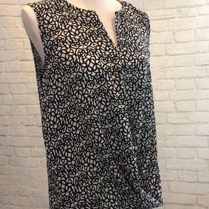 Laundry Navy & Ivory Print Sleeveless Top, Size M